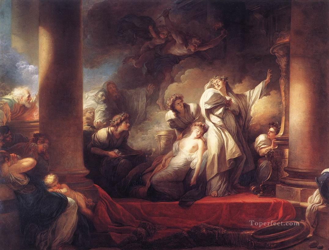 コレサス カリロエを救うために自らを犠牲にする ロココの快楽主義 エロチシズム ジャン・オノレ・フラゴナール油絵